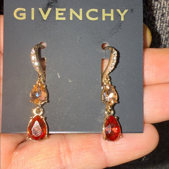 Givenchy Jewelry - Givenchy Gold and Red Teardrop Earrings
